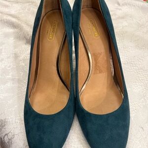 Coach Teal Suede Women's Pumps